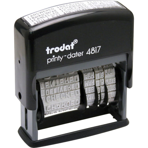 Trodat Printy 4817 Self-Inking Date & 12-Message Stamp (Black Ink Color)