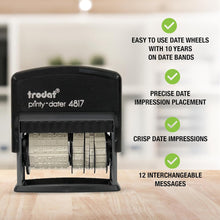 Trodat Printy 4817 Self-Inking Date & 12-Message Stamp (Black Ink Color)