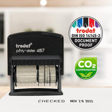 Trodat Printy 4817 Self-Inking Date & 12-Message Stamp (Black Ink Color)