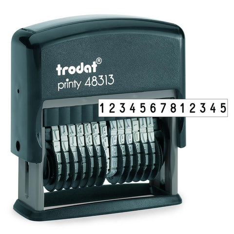 Trodat Printy 48313 Numeral Stamp With 13 Adjustable Numbers (Black Ink Color)