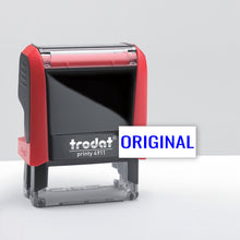 Trodat ORIGINAL - Text Stamp with Built-In Ink Pad (Blue Ink Color)